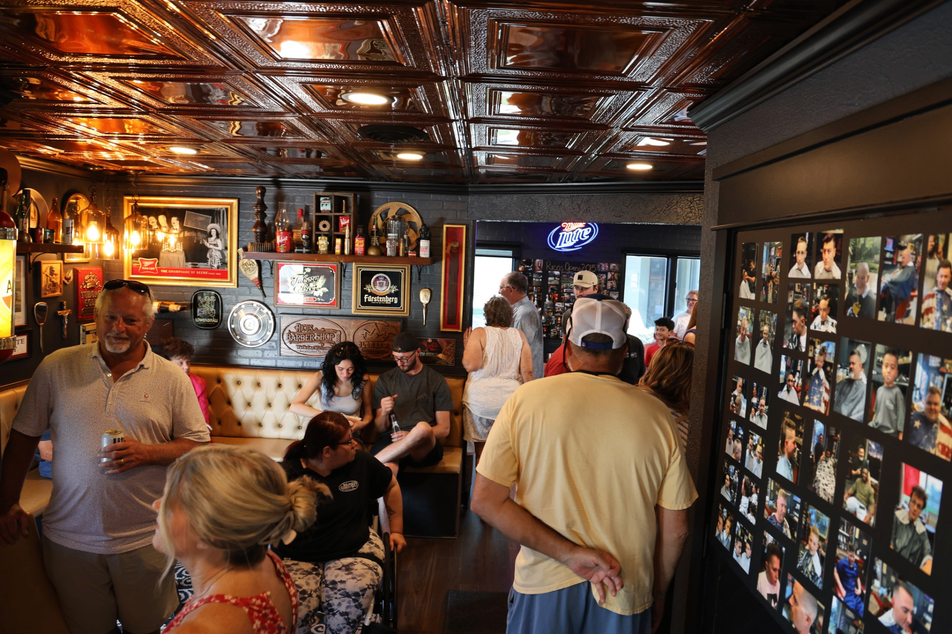 Shop gathering with customers and friends